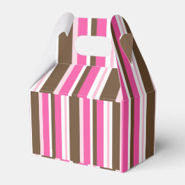 Gable Favor Box Brown & Pink Stripe Bedankdoosjes