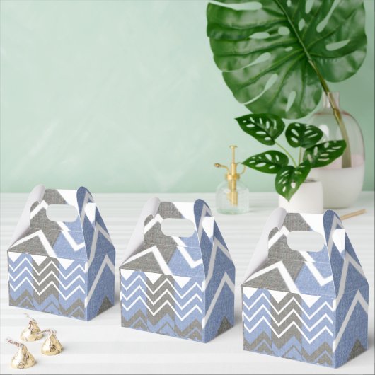 Gable Favor Box Bruin Blauw en Wit Bedankdoosjes (Meervoudige)