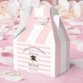 Gable Favor Box Pink Stripe Graduate 2026 Bedankdoosjes