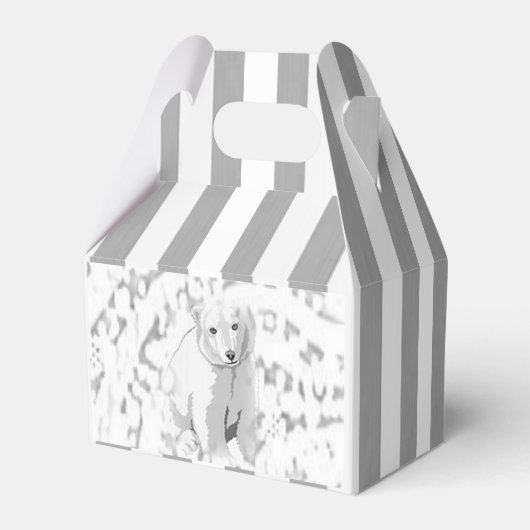 Gable Favor Box Polar Beer Streep Grijs Bedankdoosjes (Achterkant)