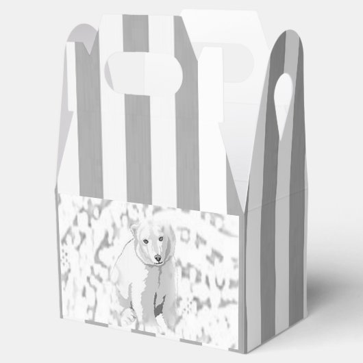 Gable Favor Box Polar Beer Streep Grijs Bedankdoosjes (Geopend)