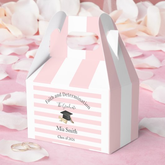 Gable Favor Box Roze Streep Afgestudeerd 2026 Bedankdoosjes (Huwelijk)