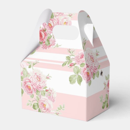 Gable Favor Box roze strepen en rozen Bedankdoosjes (Achterkant)