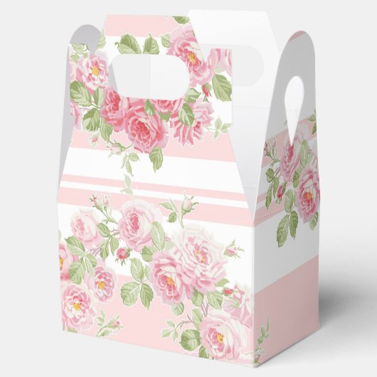 Gable Favor Box roze strepen en rozen Bedankdoosjes (Geopend)