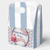 Gable Favor Box Stripe Blue and White Baseball Bedankdoosjes (Geopend)