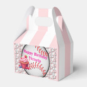 Gable Favor Box Stripe Pink and White Baseball Bedankdoosjes (Achterkant)