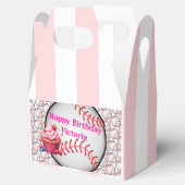 Gable Favor Box Stripe Pink and White Baseball Bedankdoosjes (Geopend)