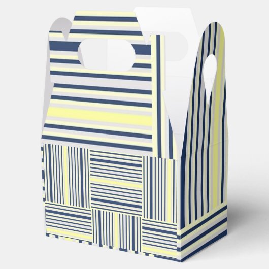 Gable Favoriet Box Stripe Blauw en Wit Geel Bedankdoosjes (Geopend)