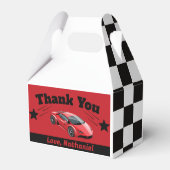 Gable Red Sports Race Car Theren Birthday Bedankdoosjes (Achterkant)