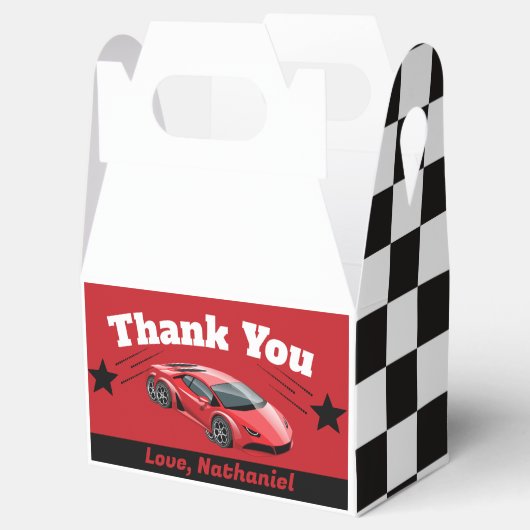 Gable Red Sports Race Car Theren Birthday Bedankdoosjes (Geopend)