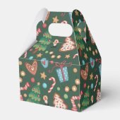 Gabled Favor Gift Box Green Christmas Pattern Bedankdoosjes (Achterkant)