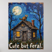 Gabled Guardian: Wasbeer op het dak Poster (Voorkant)