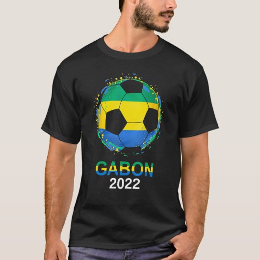 Gabon Flag 2022 Supporter Gabonese voetbalploeg Ga T-shirt (Voorkant)