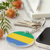 Gabon Flag Charming Patriotic Sleutelhanger (Voorkant Rechts)