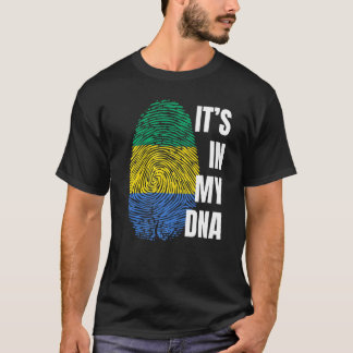 Gabon Flag Dna Fingerprint Black History Maand 1 T-shirt