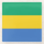 Gabon Flag Glazen Onderzetter<br><div class="desc">Patriottische vlag van Gabon.</div>