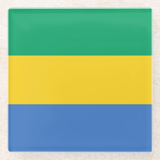 Gabon Flag Glazen Onderzetter (Voorkant)
