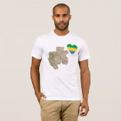 Gabon Flag Heart en Map T-Shirt (Voorkant volledig)
