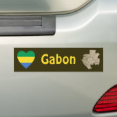 Gabon Flag Heart + Map Bumpersticker (Op auto)