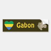 Gabon Flag Heart + Map Bumpersticker (Voorkant)