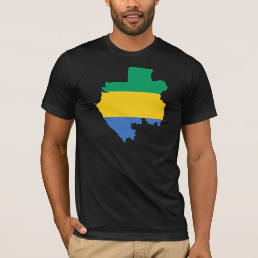 Gabon Flag Map GA T-shirt (Voorkant)