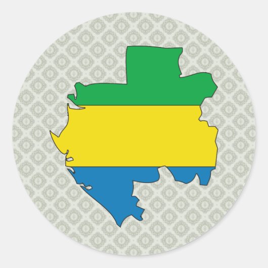 Gabon Flag Map op volledige grootte Ronde Sticker (Voorkant)