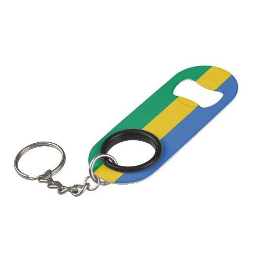 Gabon Flag Mini Flessenopener (Voorkant Gekanteld)
