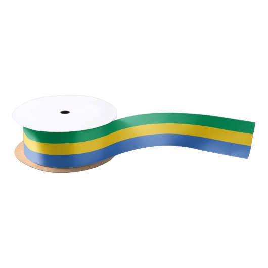 Gabon Flag Satijnen Lint (Spoel)