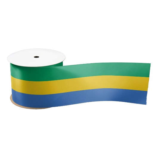 Gabon Flag Satijnen Lint (Spoel)