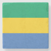 Gabon Flag Stenen Onderzetter (Voorkant)