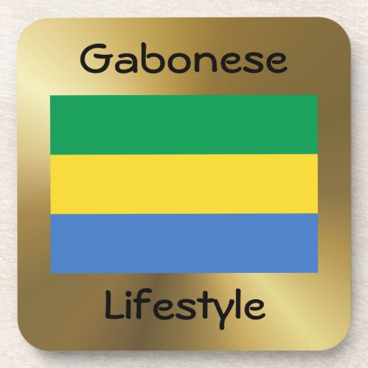 Gabon Flag+Text Onderzetter (Voorkant)