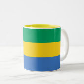 Gabon Flag Tweekleurige Koffiemok (Voorkant rechts)