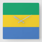 Gabon Flag Vierkante Klok (Voorkant)