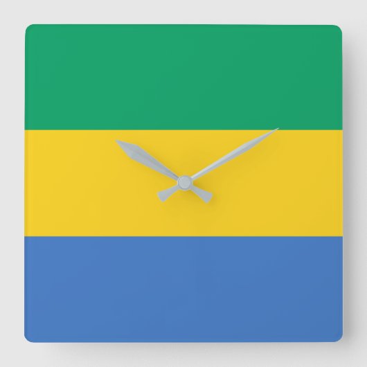 Gabon Flag Vierkante Klok (Voorkant)