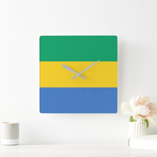 Gabon Flag Vierkante Klok (Huis)