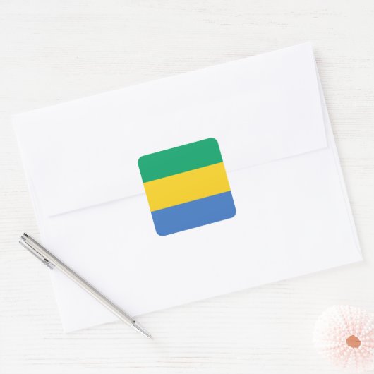Gabon Flag Vierkante Sticker (Envelop)