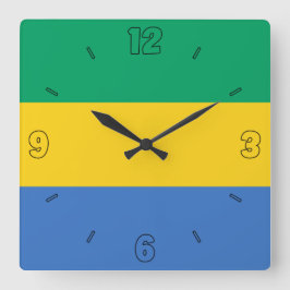 Gabon Flag Yellow Blue Green Numbers patriottisch Vierkante Klok
