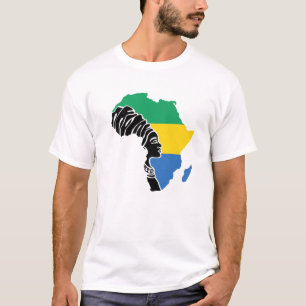 Gabon Gabonese vlag Afrika kaart het etnische erfg T-shirt