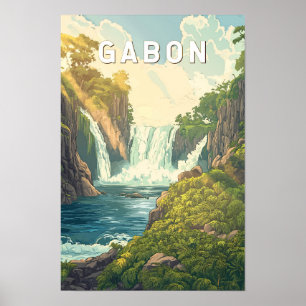 Gabon Illustratie Reis Kunst Vintage Poster