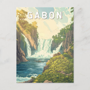 Gabon Illustration Travel Art Vintage Briefkaart