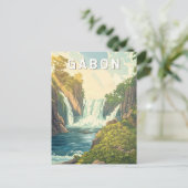 Gabon Illustration Travel Art Vintage Briefkaart (Staand voorkant)