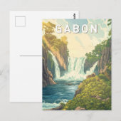 Gabon Illustration Travel Art Vintage Briefkaart (Voorkant / Achterkant)