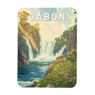 Gabon Illustration Travel Art Vintage Magneet