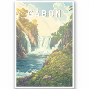 Gabon Illustration Travel Art Vintage Sticker