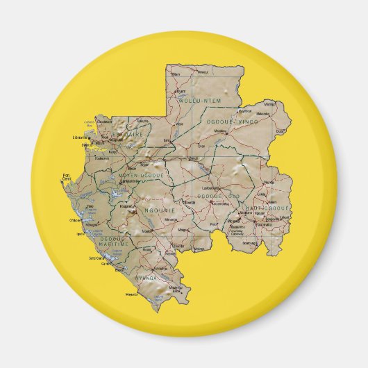 Gabon Kaart Magnet (Voorkant)