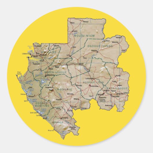 Gabon Kaart Sticker (Voorkant)