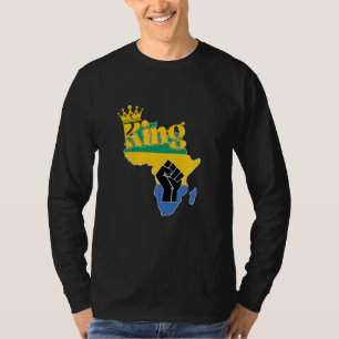 Gabon Koning met Gabonese vlag in Afrika Kaart Fis T-shirt