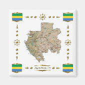 Gabon Map + Flags Magnet (Voorkant)