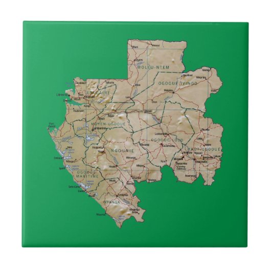 Gabon Map Tile Tegeltje (Voorkant)