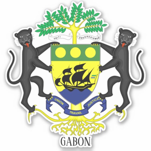 Gabon National Coat of Arms Patriotic  Sticker (Voorkant)